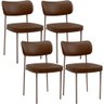 Kit 04 Cadeiras Decorativa Estofada para Sala de Jantar Melina Base Arena L02 Couríssimo Marrom - Ly - 1