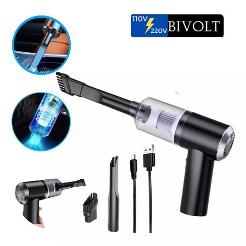 Aspirador de Pó Portátil Recarregável 120w - Preto