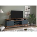 Ver imagem 4 de Rack para TV 75 Polegadas Madeira Maciça 2 Portas Rústico 185,7cm Azul Petróleo - Apaixone & Decore