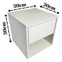 Ver imagem 3 de Nicho Suspenso 100% Mdf 30x30x30cm para Cabeceira de Cama - Branco/nogueira Caiena