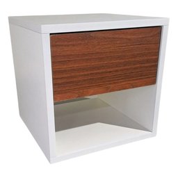 Nicho Suspenso 100% Mdf 30x30x30cm para Cabeceira de Cama - Branco/nogueira Caiena - 5