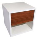 Ver imagem 1 de Nicho Suspenso 100% Mdf 30x30x30cm para Cabeceira de Cama - Branco/nogueira Caiena
