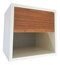 Ver imagem 2 de Nicho Suspenso 100% Mdf 30x30x30cm para Cabeceira de Cama - Branco/nogueira Caiena