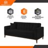 Sofa Liverpool 3 Lugares 195 Cm Base Madeira Talento Móveis Veludo Paris Preto - 2