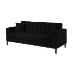 Sofa Liverpool 3 Lugares 195 Cm Base Madeira Talento Móveis Veludo Paris Preto - 1
