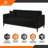 Sofa Liverpool 3 Lugares 195 Cm Base Madeira Talento Móveis Veludo Paris Preto - 3