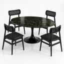 Ver imagem 3 de Mesa de Jantar Saarinen Oval 137x90 cm Tampo Mármore Verde Guatemala Base Laca Preta