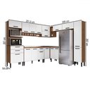 Ver imagem 4 de Armário de Cozinha Amanda 17 Portas 3 Gaveta Freijó/branco - Pnr Móveis