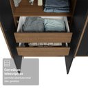 Ver imagem 7 de Guarda-Roupa Solteiro 4 Portas Batentes Rustic/Preto/Rustic Netuno Madesa