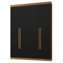Ver imagem 2 de Guarda-Roupa Solteiro 4 Portas Batentes Rustic/Preto/Rustic Netuno Madesa