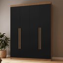Ver imagem 1 de Guarda-Roupa Solteiro 4 Portas Batentes Rustic/Preto/Rustic Netuno Madesa