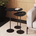 Ver imagem 5 de Conjunto de 3 Mesas Laterais Orgânicas Kaleo Base Preta Tampo Preto