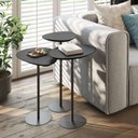 Ver imagem 4 de Conjunto de 3 Mesas Laterais Orgânicas Kaleo Base Preta Tampo Preto