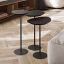 Ver imagem 3 de Conjunto de 3 Mesas Laterais Orgânicas Kaleo Base Preta Tampo Preto