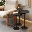 Ver imagem 2 de Conjunto de 3 Mesas Laterais Orgânicas Kaleo Base Preta Tampo Preto