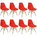 Ver imagem 3 de Kit 8 Cadeiras Charles Eames Eiffel Wood Design Vermelho