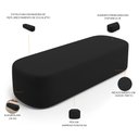 Ver imagem 5 de Cabeceira Cama Box Casal 160cm Lanna com Puff Recamier Doha W01 Suede Preto - Lyam Decor