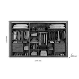 Guarda Roupa Solteiro com Espelho 3 Portas 6 Gavetas - Zurique-off White - Móveis Europa - 2