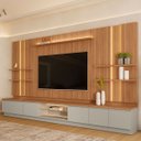 Ver imagem 1 de Conjunto Painel Rack 4 Módulos Laterais Been Mdp/mdf Tv até 75 Canela/gris G77 - Gran Belo
