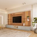 Ver imagem 6 de Conjunto Painel Rack 4 Módulos Laterais Been Mdp/mdf Tv até 75 Canela/gris G77 - Gran Belo