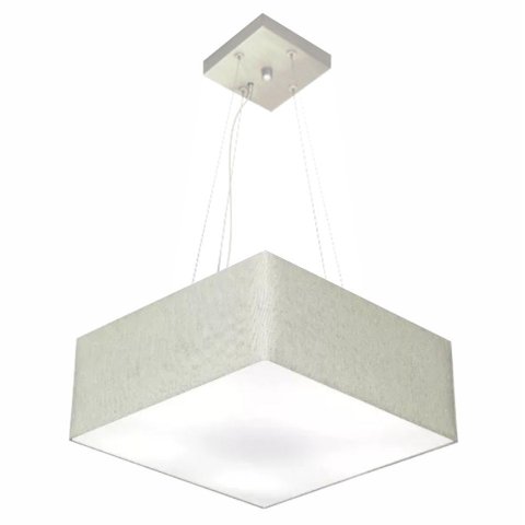 Lustre Pendente Quadrado Vivare Md-4194 Cúpula em Tecido 12/40x40cm - Bivolt - Rustico Cinza - Bivol