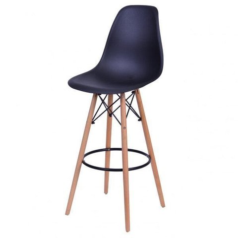 Banqueta Polipropileno Base Madeira Eiffel 