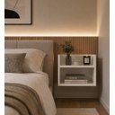 Ver imagem 3 de Mesa Cabeceira Vivian Lateral Apoio Organizador Branco MDF