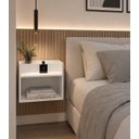 Ver imagem 6 de Mesa Cabeceira Vivian Lateral Apoio Organizador Branco MDF
