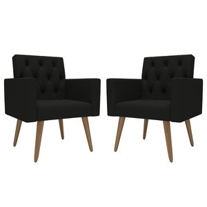 Kit 2 Poltronas Thais Premium: Suede/preto