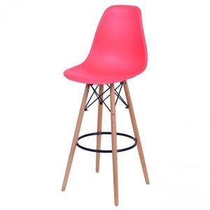 Banqueta Polipropileno Base Madeira Eiffel