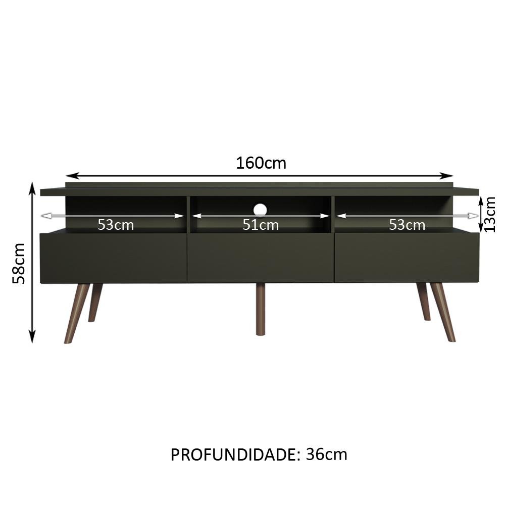 Rack para Tv até 65 Polegadas Madesa Madri com Pés de Madeira - Preto - 3