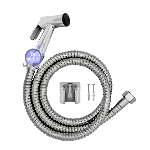 Ducha Higiênica Metal Gatilho Mangueira 1,80 Mt sem Registro Cor:cromado