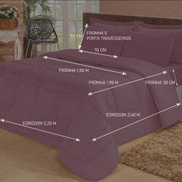Jogo de Cama Casal com Edredom Lençol Fronha Função Cobre Leito e Cobertor - 4
