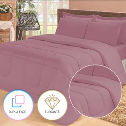 Jogo de Cama Casal com Edredom Lençol Fronha Função Cobre Leito e Cobertor - 2