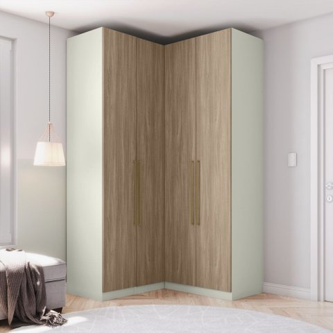 Guarda-roupa Modulado 134cm X 133cm Canto Reto 4 Portas Seletto Henn - Areia/jequitibá