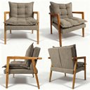 Ver imagem 4 de Poltrona em Madeira Maciça Confortável Sala Design Elegante Estofado Boucle Estilo Sofisticado
