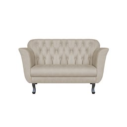 Namoradeira Decorativa Couro Bege 2 Lugares Pés Madeira Ms Decor - 1