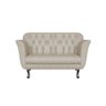 Namoradeira Decorativa Couro Bege 2 Lugares Pés Madeira Ms Decor - 1