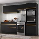 Ver imagem 2 de Armário de Cozinha Compacta 4 Peças com Rodapé Mp2193 Made Multimóveis Preto/dourado