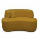 Ver imagem 1 de Sofá Ondulado Orgânico Pequeno 2 Lugares Sala Bouclé:bouclé Mostarda