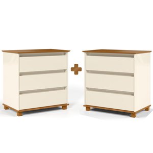 Mesa De Cabeceira Grande 2 Unidades Off White E.J Móveis