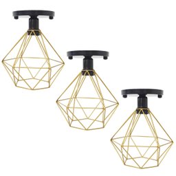 3 Lustres Teto Plafon Industrial Aramado Diamante Retrô Luminária Sobrepor Vintage Agp Ilumini - Pre - 1