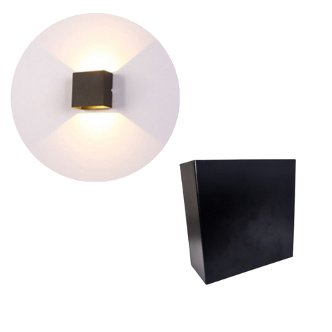 Luminária Balizador Arandela Sobrepor Quadrada Com Facho De Luz Ajustável Regulável Cima E Baixo 6W 