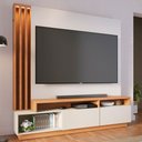 Ver imagem 1 de Estante para Tv até 75 Polegadas Esmeralda 2 Portas Off White Matte/freijó - Pnr Móveis