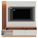 Ver imagem 2 de Estante para Tv até 75 Polegadas Esmeralda 2 Portas Off White Matte/freijó - Pnr Móveis