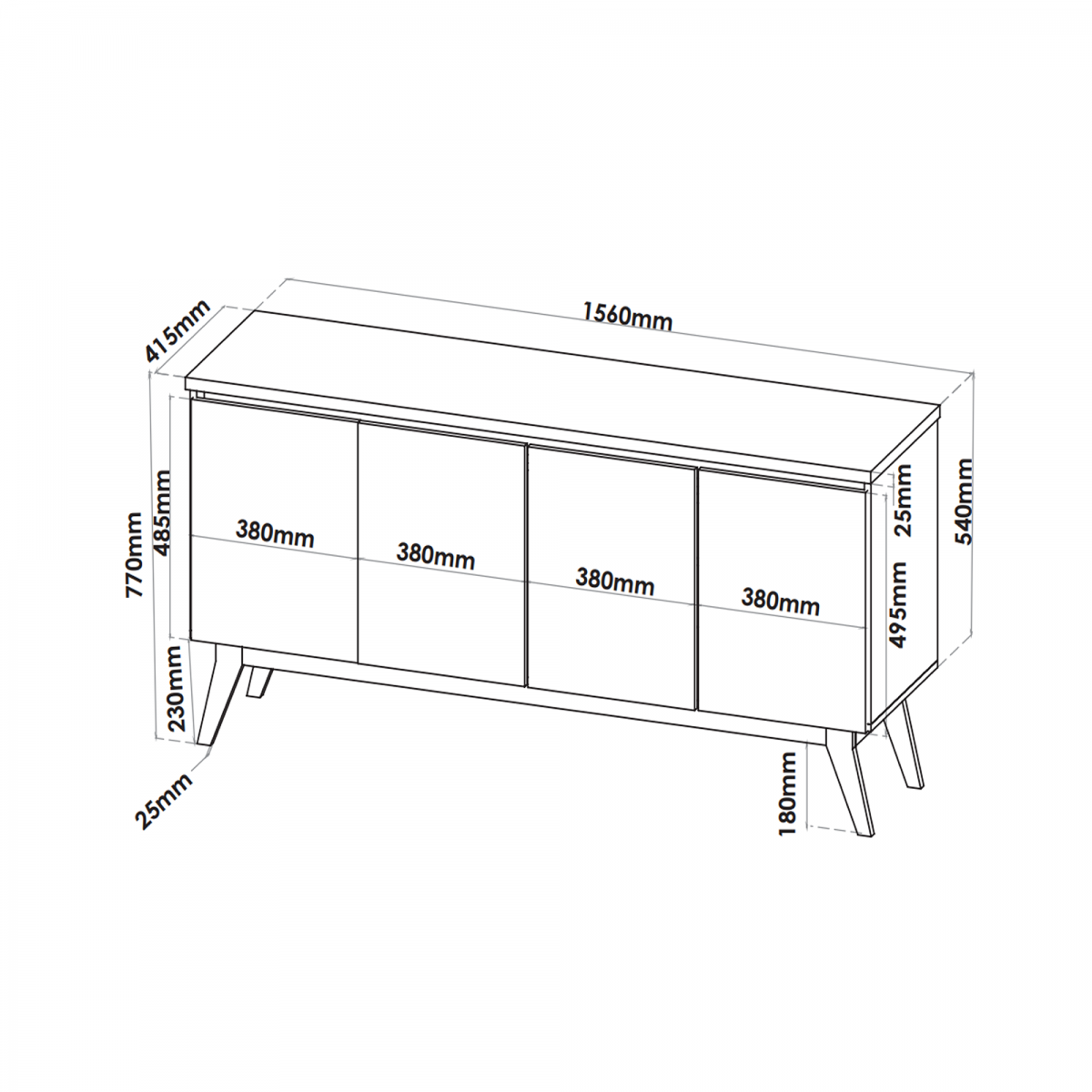 Buffet Space 4 Portas 2 Prateleiras Internas Imbuia - 4