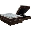 Ver imagem 1 de Cama Box Baú Queen: Colchão Molas Ortobom SuperPocket Sleep King + Base CRC Suede Brown(158x198)