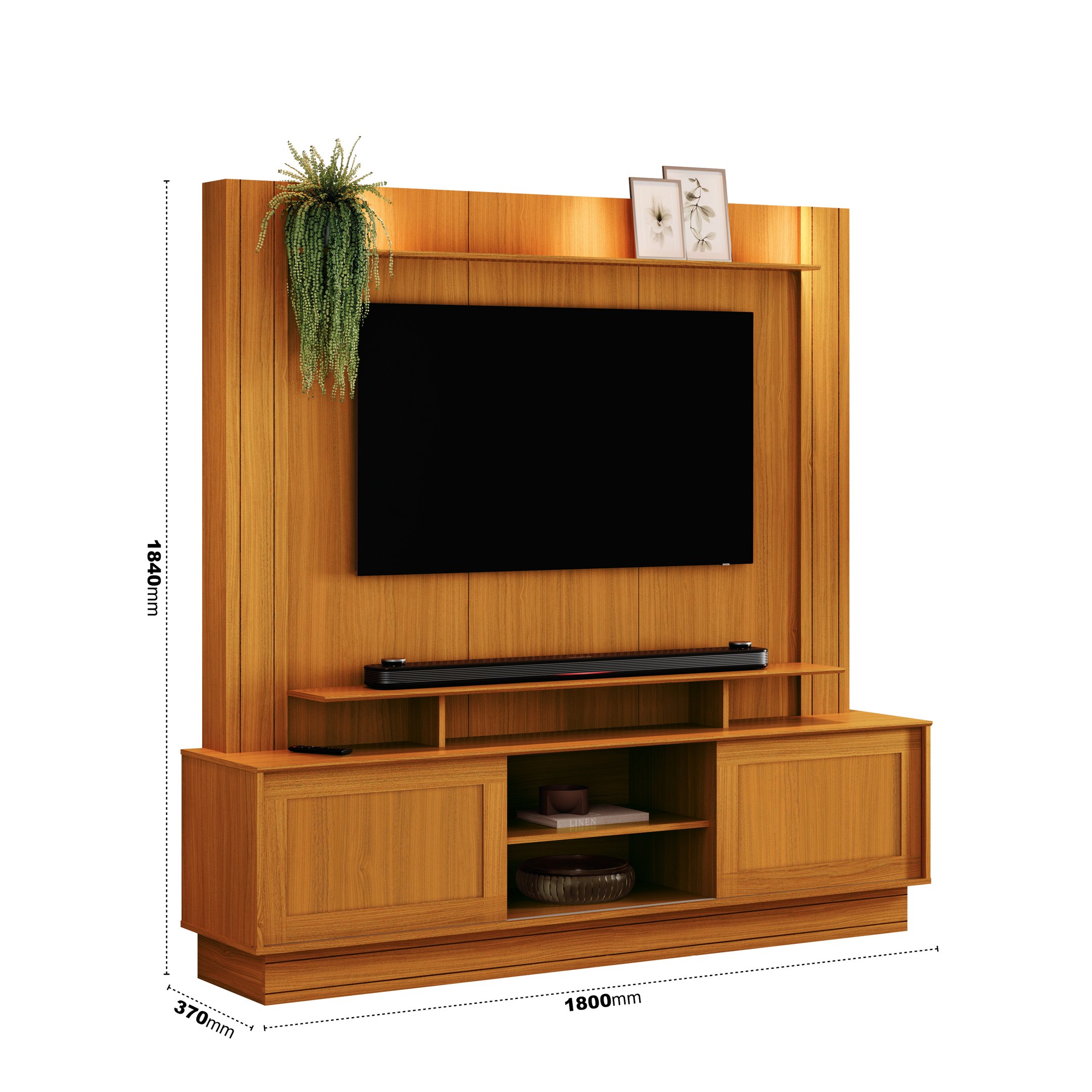 Estante Home para Tv até 55 Polegadas Atila Cedro Edn - 2