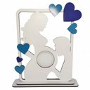 Ver imagem 1 de Porta Retrato Gestante MDF para Foto de Ultrassom Menino M01 Branco e Azul - Annie Decor