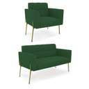 Ver imagem 1 de Sofá Namoradeira e Poltrona Base Pé de Ferro Dourado Elisa Veludo D03 - D’Rossi